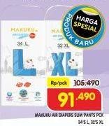 Promo Harga Makuku Air Diapers Slim Pants XL32, L34 32 pcs - Superindo