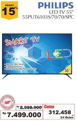 Promo Harga PHILIPS  55PUT6103 | Ultra Slim Smart LED TV 55"  - Giant