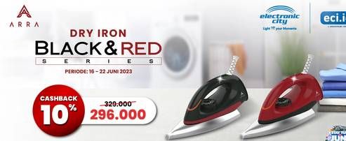 Promo Harga Arra Dry Iron ADI823-1BRE Black, Red  - Electronic City