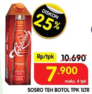 Promo Harga Sosro Teh Botol 1000 ml - Superindo