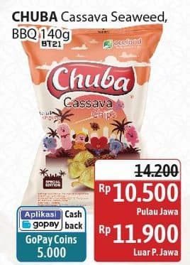 Promo Harga Chuba Cassava Chips Rumput Laut, BBQ 140 gr - Alfamidi