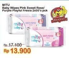 Promo Harga Mitu Baby Wipes Ganti Popok Pink Sweet Rose, Purple Playful Fressia 50 pcs - Indomaret