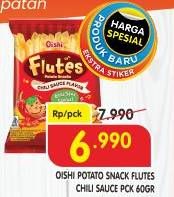 Promo Harga Oishi Flutes Potato Snack Saos Sambal Colek 60 gr - Superindo