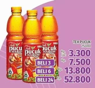 Promo Harga TEH PUCUK HARUM Minuman Teh per 3 botol 250 ml - LotteMart