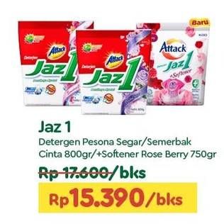 Promo Harga Attack Jaz1 Detergent Powder Semerbak Cinta, +Softener Rose Berry, Pesona Segar 750 gr - TIP TOP