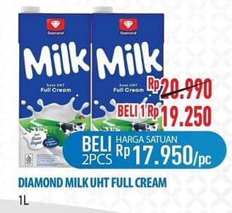 Promo Harga Diamond Milk UHT Full Cream 1000 ml - Hypermart