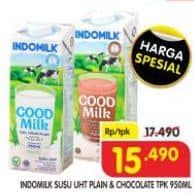 Promo Harga Indomilk Susu UHT Full Cream Plain, Cokelat 950 ml - Superindo