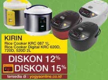 Promo Harga Kirin Rice Cooker KRC-087, KRC-520D, KRC-620D, KRC-720D  - Yogya