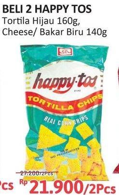 Promo Harga Happy Tos Tortilla Chips Hijau, Nacho Cheese, Jagung Bakar/Roasted Corn 140 gr - Alfamidi