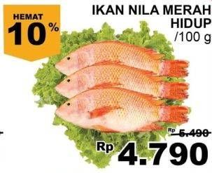 Promo Harga Ikan Nila Merah per 100 gr - Giant