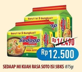 Promo Harga Sedaap Mie Kuah Soto per 5 pcs 75 gr - Hypermart