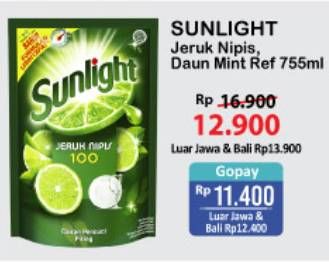 Promo Harga SUNLIGHT Pencuci Piring Anti Bau With Daun Mint, Jeruk Nipis 100 755 ml - Alfamart