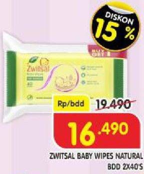 Promo Harga ZWITSAL Natural Baby Wipes Rich Moisture 40 pcs - Superindo