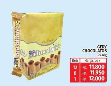 Promo Harga Chocolatos Wafer Roll per 24 pcs 8 gr - Lotte Grosir