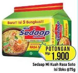 Promo Harga Sedaap Mie Kuah Soto per 5 pcs 75 gr - Hypermart