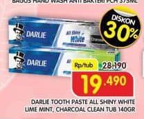 Promo Harga Darlie Toothpaste All Shiny White Lime Mint, All Shiny White Charcoal Clean 140 gr - Superindo