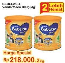 Promo Harga BEBELAC 4 Susu Pertumbuhan Madu, Vanila per 2 kaleng 800 gr - Indomaret