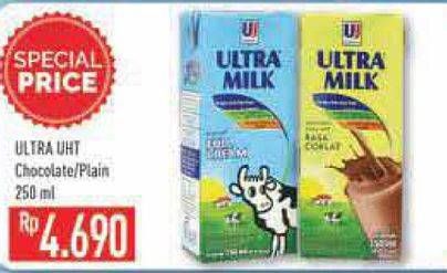Promo Harga ULTRA MILK Susu UHT Coklat, Plain 250 ml - Hypermart