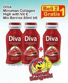 Promo Harga DIVA Minuman Collagen High Vit. E Mix Berries per 2 botol 80 ml - Indomaret
