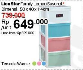 Promo Harga LION STAR Family Rak Susun 4 50x40x114cm  - Carrefour