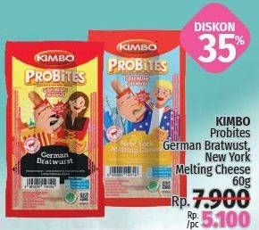 Promo Harga KIMBO Probites Korean Hot Spicy, New York Melting Cheese, Original German Bratwurst 1 pcs - LotteMart