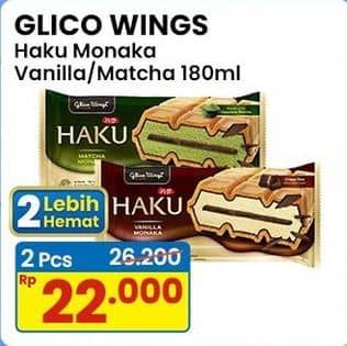 Promo Harga Glico Haku Vanilla Monaka, Matcha Monaka 180 ml - Indomaret