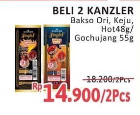 Promo Harga Kanzler Singles Bakso Original, Keju, Hot, Gochujang 48 gr - Alfamidi