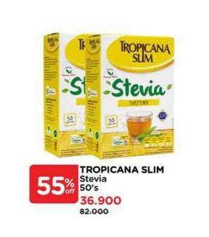 Promo Harga Tropicana Slim Sweetener Stevia 50 pcs - Watsons