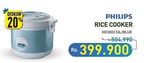 Promo Harga Philips HD3003/30 Rice Cooker 1.8L  - Hypermart