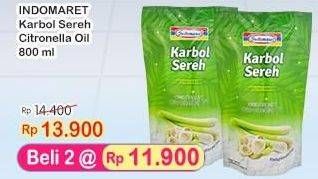 Promo Harga Indomaret Karbol Sereh Citronella Oil 800 ml - Indomaret