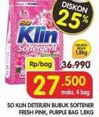 Promo Harga SO KLIN Softergent Purple Lavender, Rossy Pink 1800 gr - Superindo