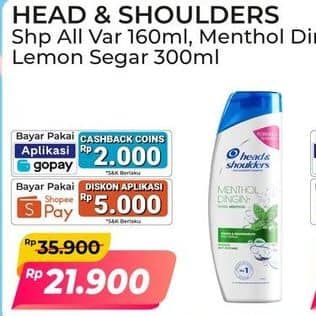 Promo Harga Head & Shoulders Shampoo All Variants 160 ml - Alfamart