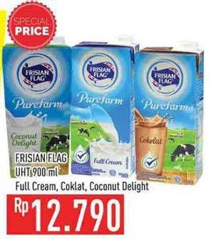 Promo Harga FRISIAN FLAG Susu UHT Purefarm Full Cream, Cokelat, Coconut Delight 900 ml - Hypermart