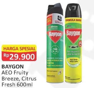 Promo Harga BAYGON Insektisida Spray Fruity Breeze, Citrus Fresh 600 ml - Alfamart