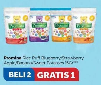 Promo Harga PROMINA Puffs Blueberry, Strawberry Apple, Banana, Sweet Potatoes per 2 pouch 15 gr - Carrefour