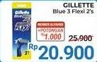 Promo Harga Gillette Blue 3 Flexi 2 pcs - Alfamidi