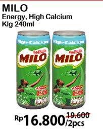 Promo Harga MILO Susu UHT Energy, Hi Calcium per 2 kaleng 240 ml - Alfamart