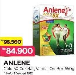 Promo Harga ANLENE Gold Plus 5x Hi-Calcium Vanila, Coklat, Original 650 gr - Alfamart