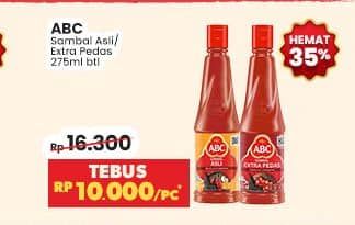 Promo Harga ABC Sambal Asli, Extra Pedas 275 ml - Indomaret