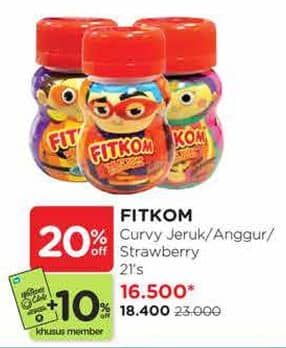 Promo Harga Fitkom Vitamin Anak Tablet Jeruk, Anggur, Strawberry 21 pcs - Watsons