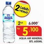 Promo Harga AQUA Air Mineral per 2 botol 600 ml - Superindo