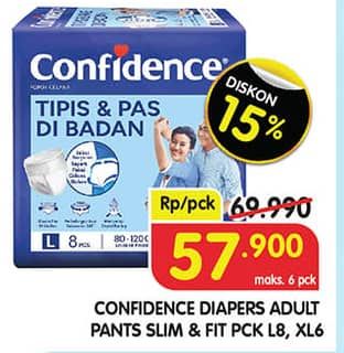 Promo Harga Confidence Adult Pants Tipis & Pas Di Badan L8, XL6 6 pcs - Superindo