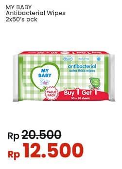 Promo Harga My Baby Wipes Antibacterial 50 pcs - Indomaret