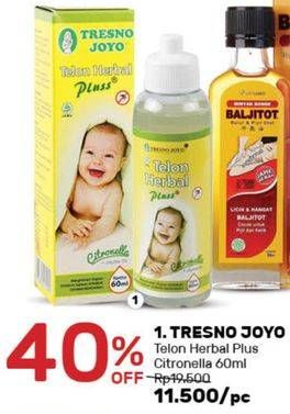 Promo Harga TRESNO JOYO Minyak Telon Herbal Plus Citronella 60 ml - Guardian
