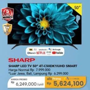 Promo Harga Sharp 4T-C50DK1I 4K Ultra-HDR Android TV with Google Assistant  - Carrefour