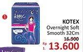 Promo Harga Kotex Soft & Smooth Overnight Wing 32cm  - Alfamidi