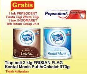 Promo Harga FRISIAN FLAG Susu Kental Manis Cokelat, Putih per 2 kaleng 370 gr - Indomaret