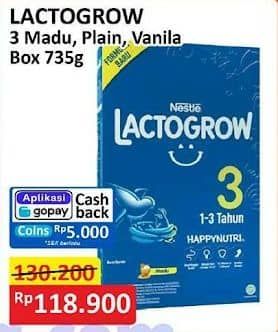 Promo Harga Lactogrow 3 Susu Pertumbuhan Plain, Madu, Vanila 750 gr - Alfamart