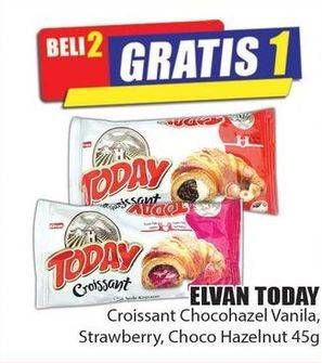 Promo Harga ELVAN Today Croissant Choco Hazelnut, Strawberry, Chocohazel Vanila 45 gr - Hari Hari