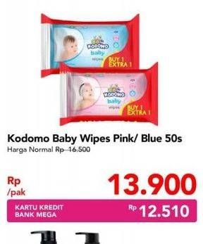 Promo Harga KODOMO Baby Wipes Rice Milk Pink, Classic Blue 50 pcs - Carrefour